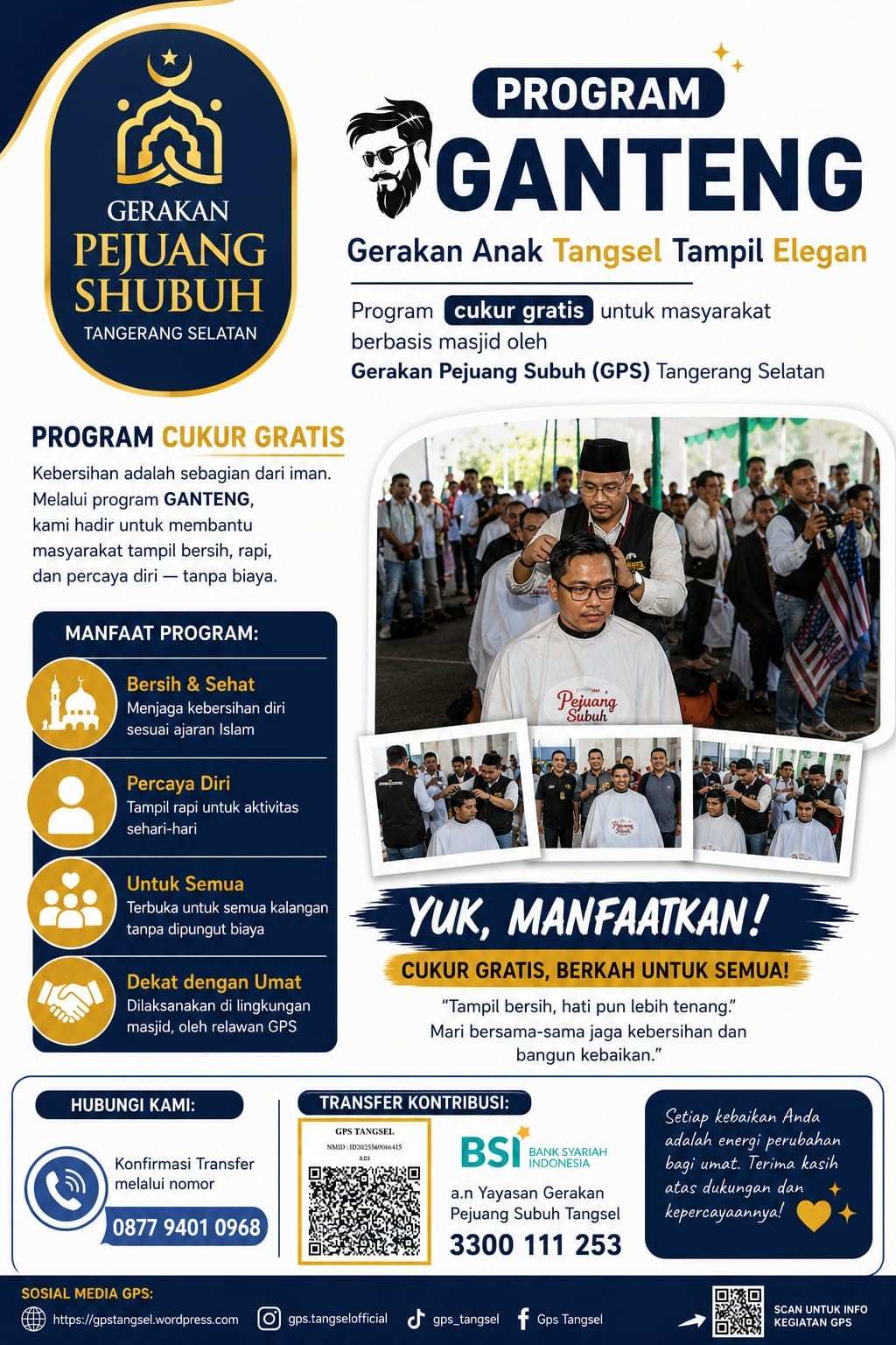 Program GANTENG GPS Tangerang Selatan Hadirkan Cukur Gratis Berbasis Masjid